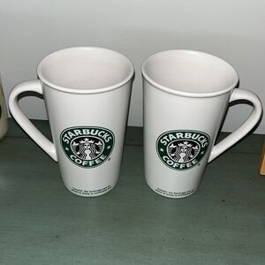 2-Starbucks Limited edition 2006 tall 16 oz Siren White Ceramic Coffee Cup Cups